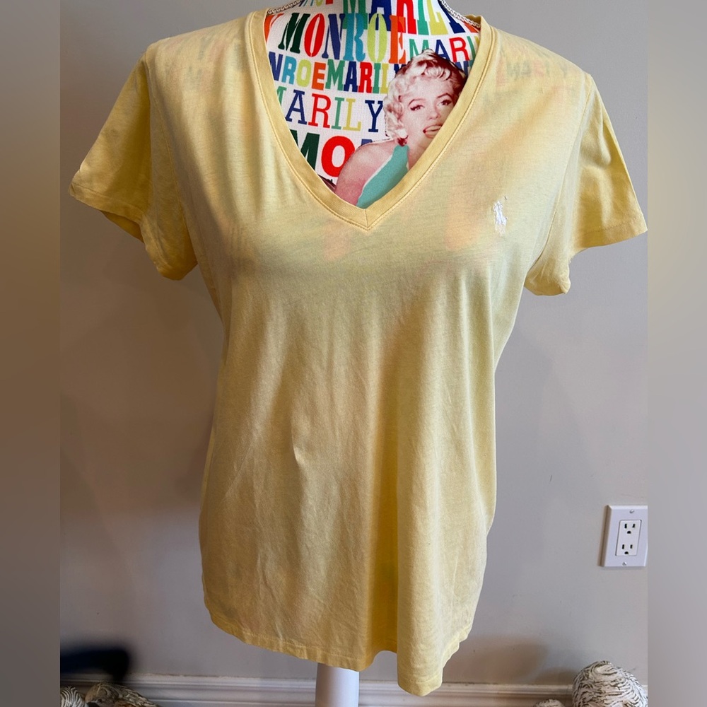 Polo Ralph Lauren Light Yellow Tee with White Logo Size Large